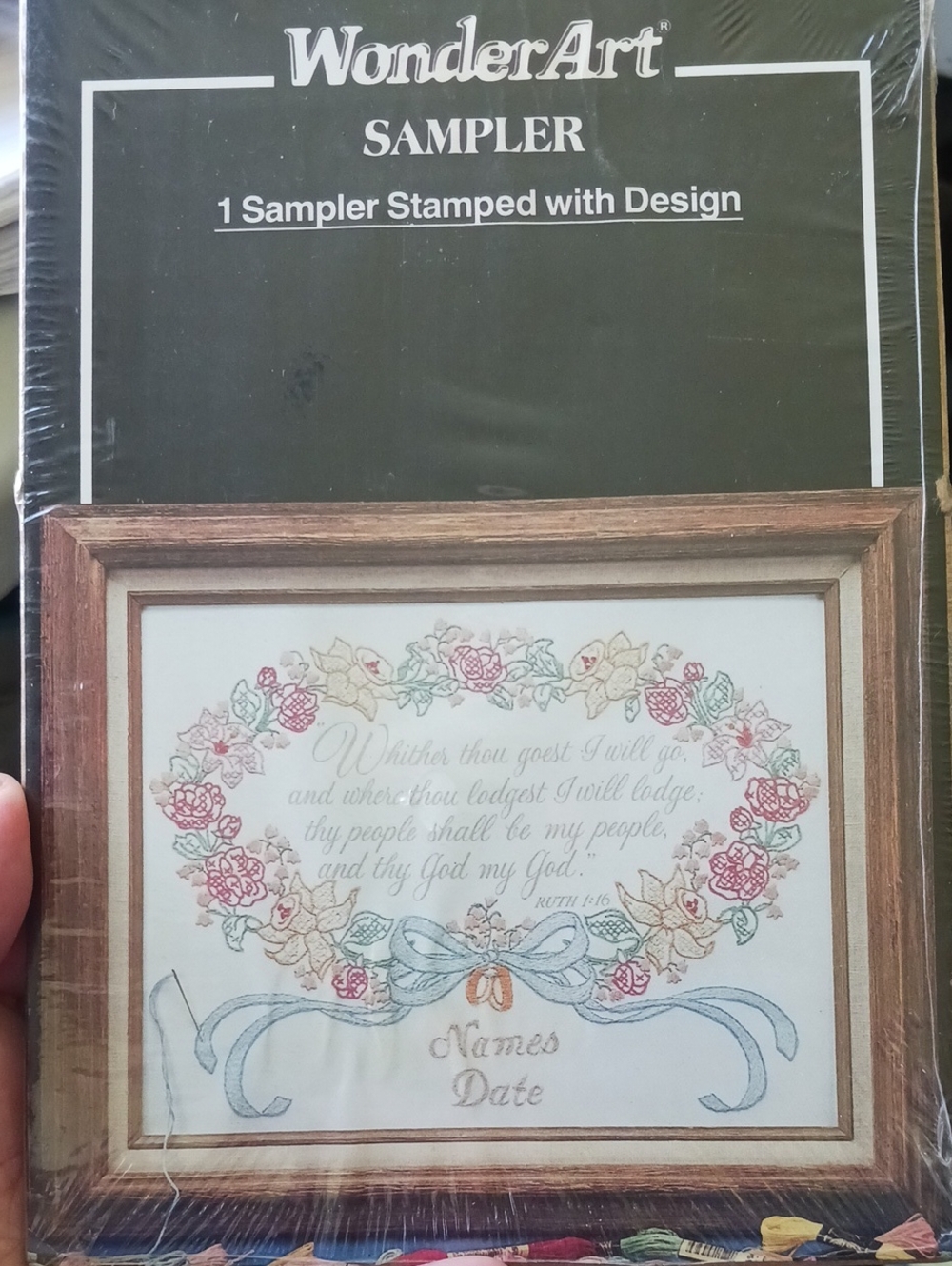 Wonderart Stamped StitchSampler 9010 Whither Thou Goest Wedding Announcement New